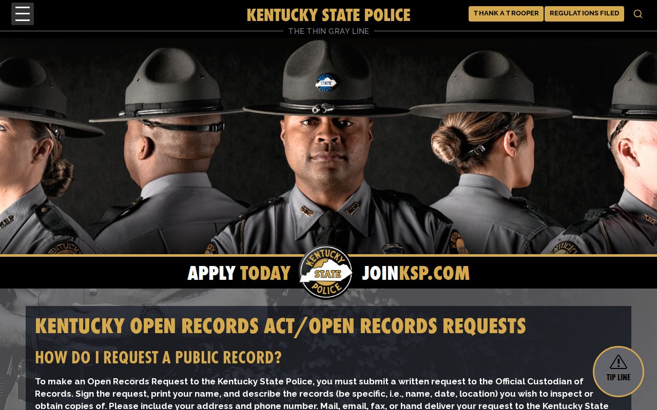 Lawrence County arrest report request through KSP open records