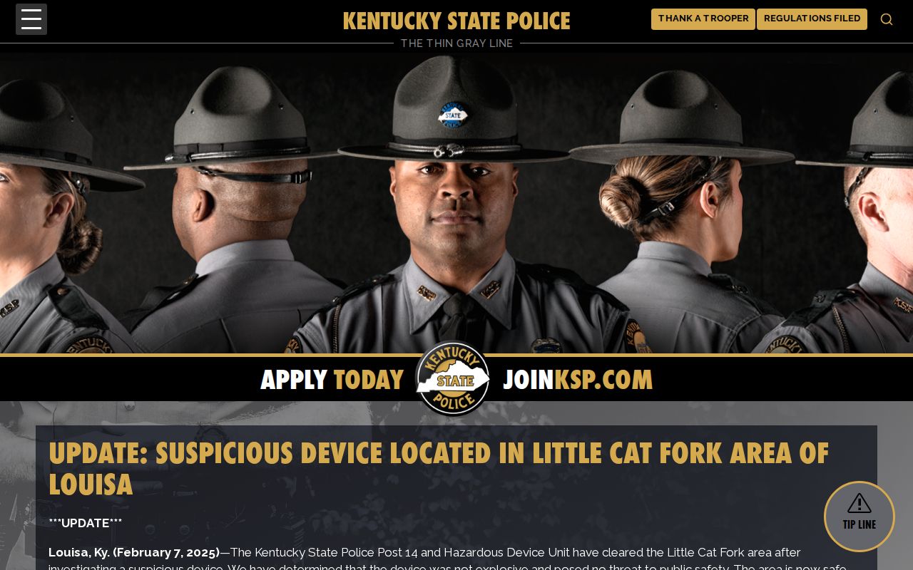 KSP Little Cat Fork update relevant to Louisa police record searches