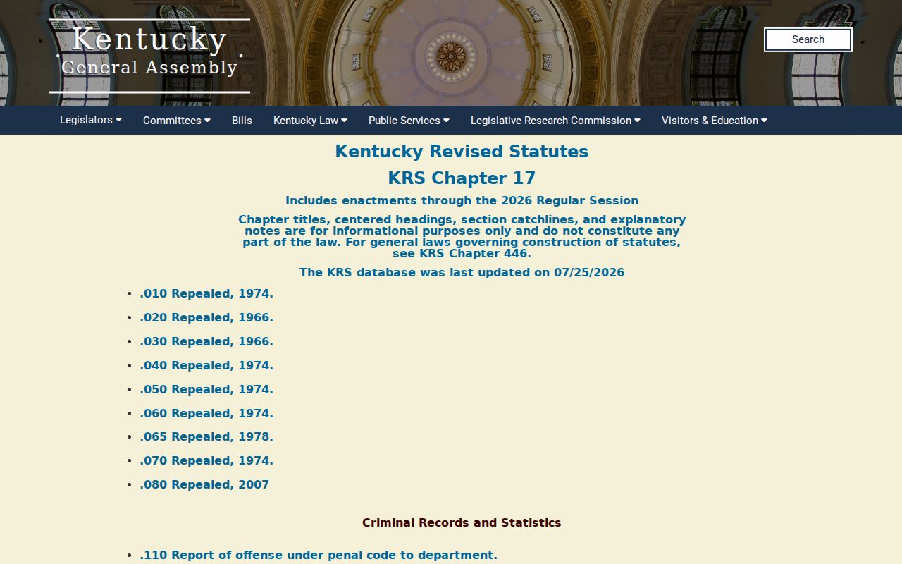 Lawrence County sex offender lookup Kentucky Chapter 17 law
